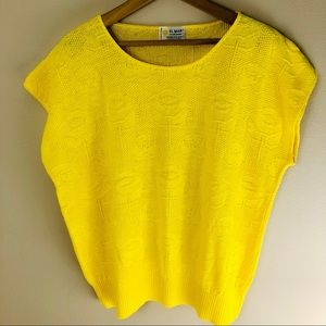 Vintage El Mar California Yellow knit floral top L